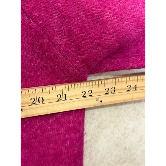 Zara Fuchsia Pink Alpaca Wool Blend Crew Neck Knit Sweater Fuzzy Winter Holiday - Picture 6 of 6